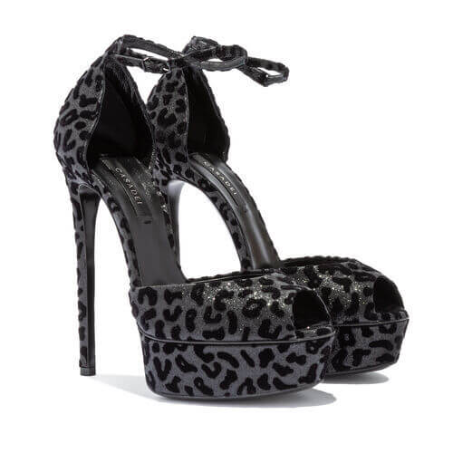 VCSHOES Suede Leopard Platform High Heel Sandals