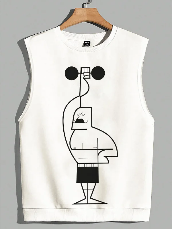 Men's Cartoon Fitness Geometric Print Workout Tank Top