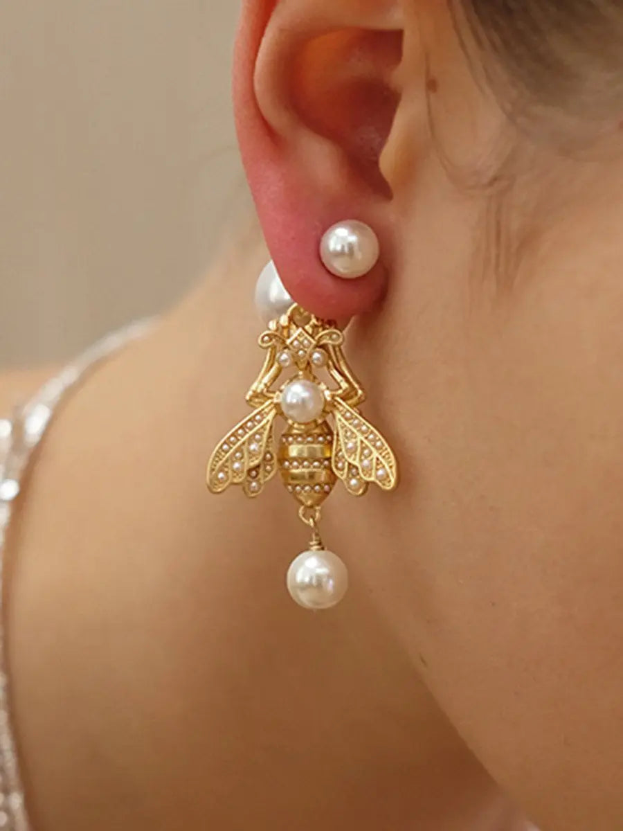 Pearl Bee Stud Earrings