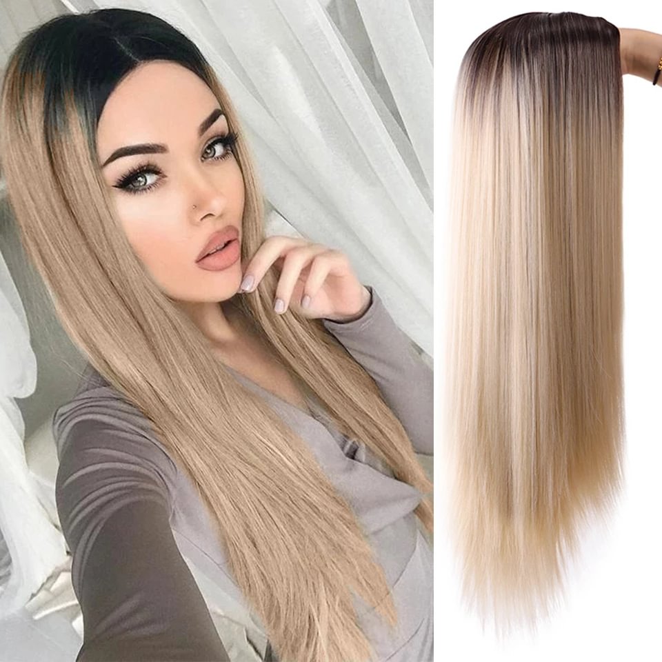 Long Wigs Wavy Straight Blonde Color Wigs Daily Style US Mall Lifes