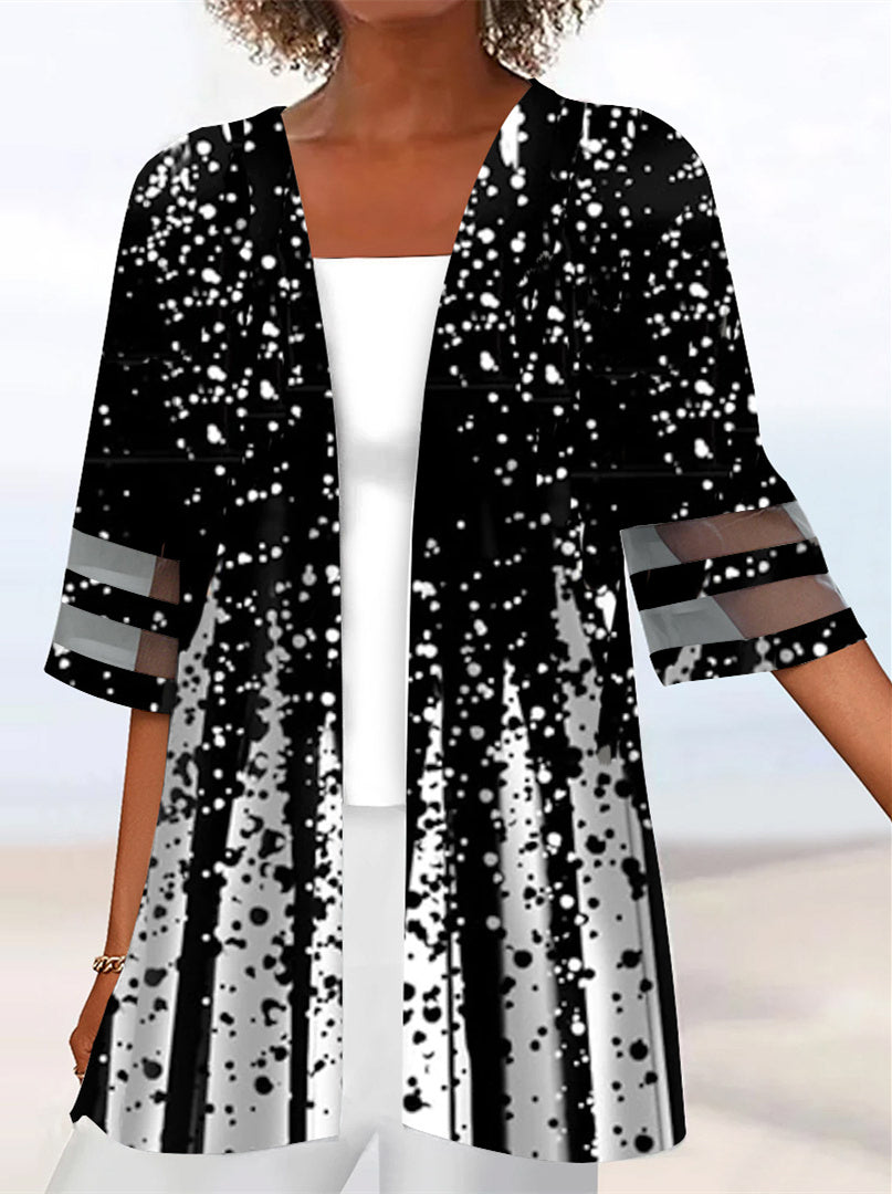 Women Half Sleeve Scoop Neck Graphic Polka Dot Two-Pieced Tops