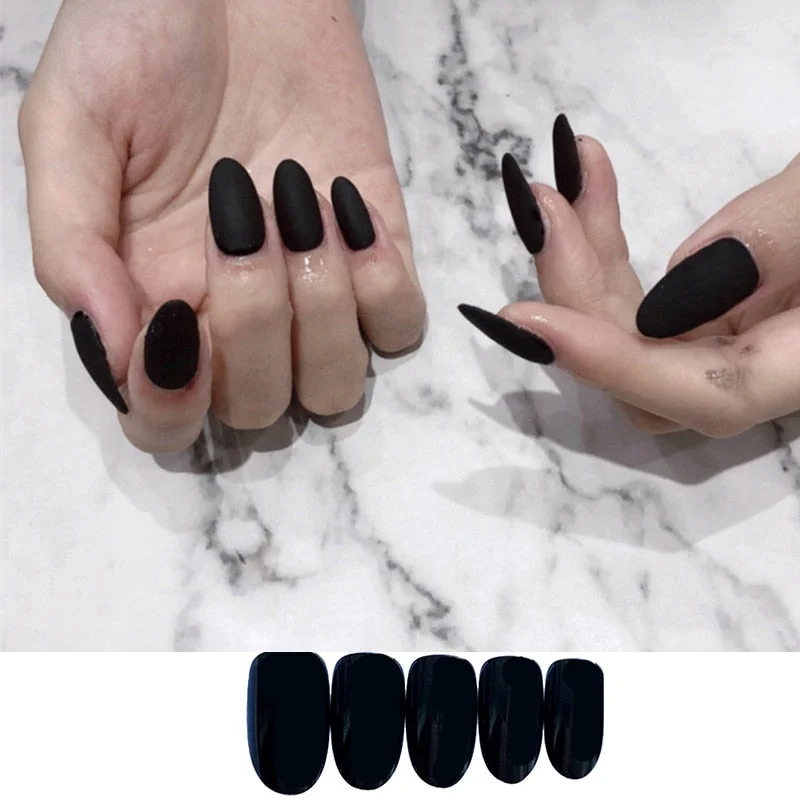 24pcs/set faux nails Accessories for women matte Pink False Nail with glue solid Color Short Square full cover press on nails-Nail Inspo