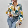 Gioiacombo&trade; Camicia a maniche lunghe stampata ampia da donna primaverile e autunnale
