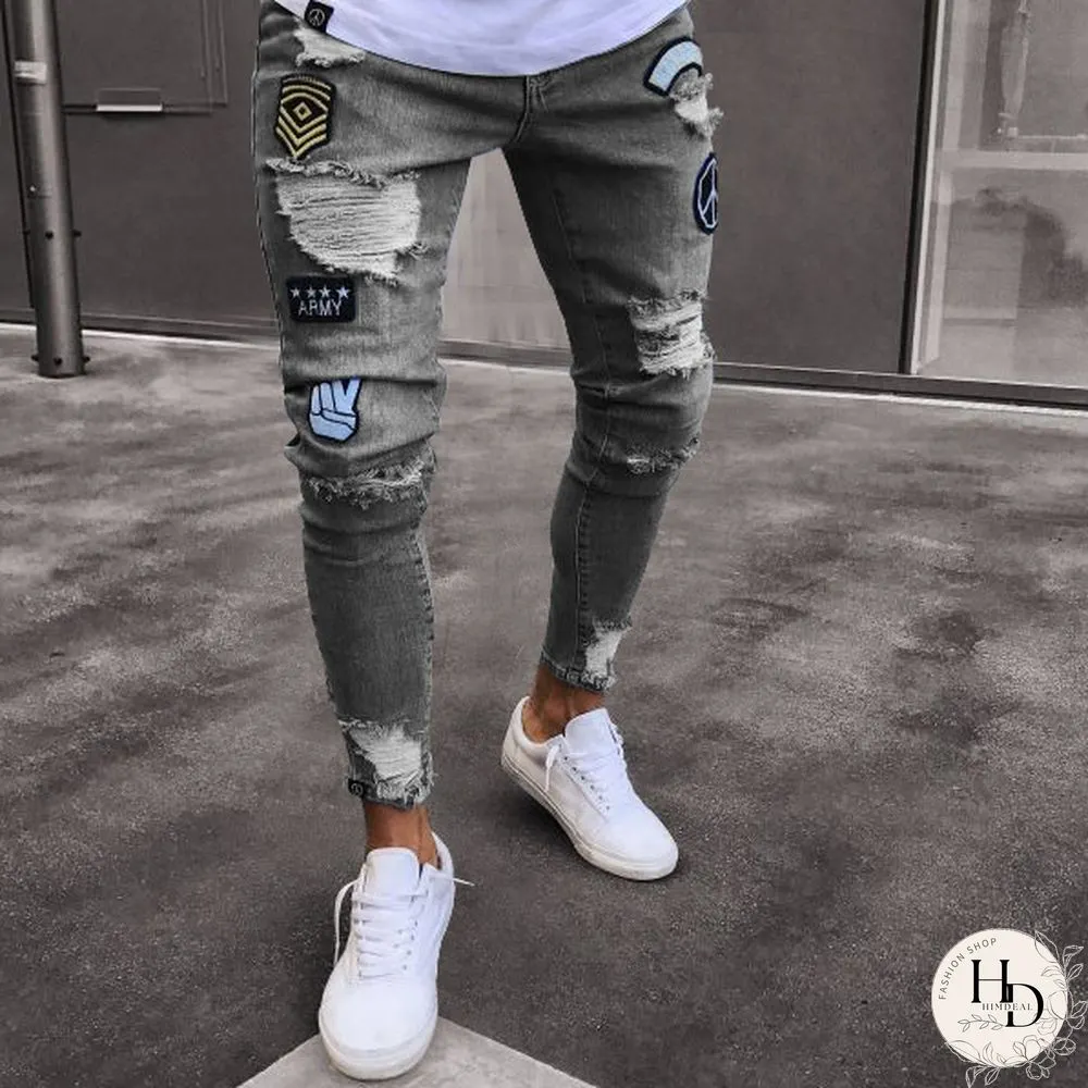 Fashion Ripped Hole Jeans Hh034