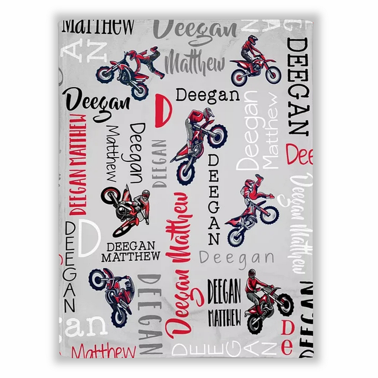 BlanketCute-Personalized Lovely Kid Motorcycle Blanket with Your Kid's Name