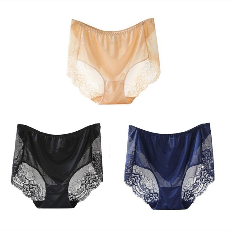  thdmladies High Waist Leak Proof Ice Silk LacePanties thedmladies