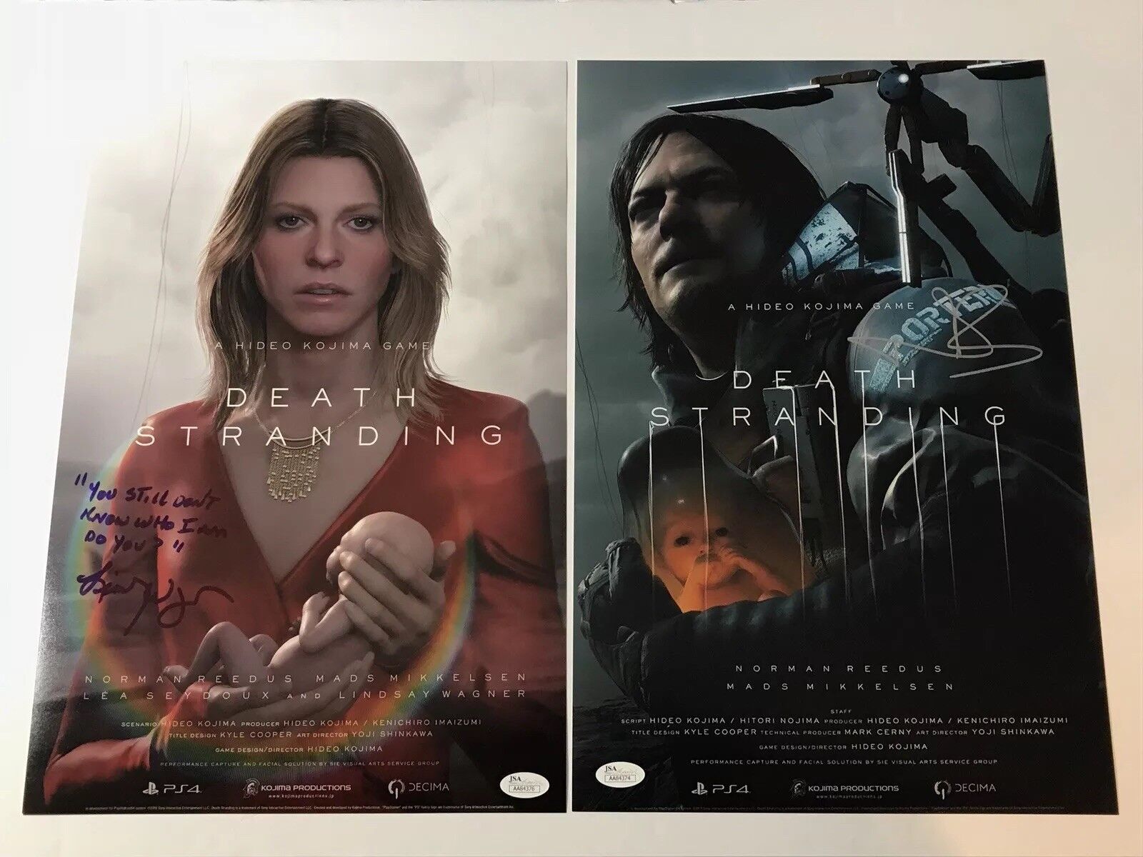 Norman Reedus & Lindsay Wagner DEATH STRANDING Signed 11x17 Photo Poster painting Set JSA COA