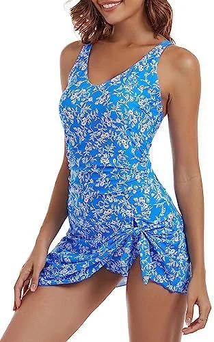 One Piece Tummy Control Swimdress for Women 