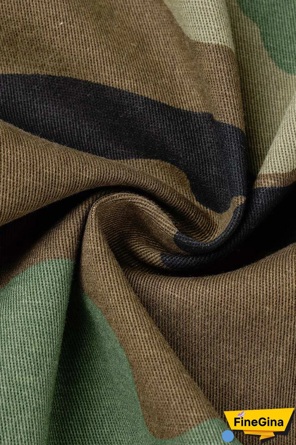 Camouflage Street Camouflage Print Patchwork Buckle Turndown Collar Tops