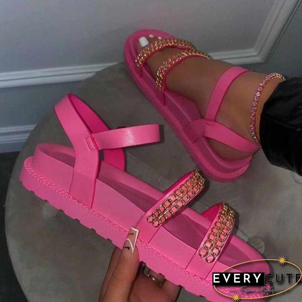 Chain Embellished Thicken Buttom Sandal Shoes