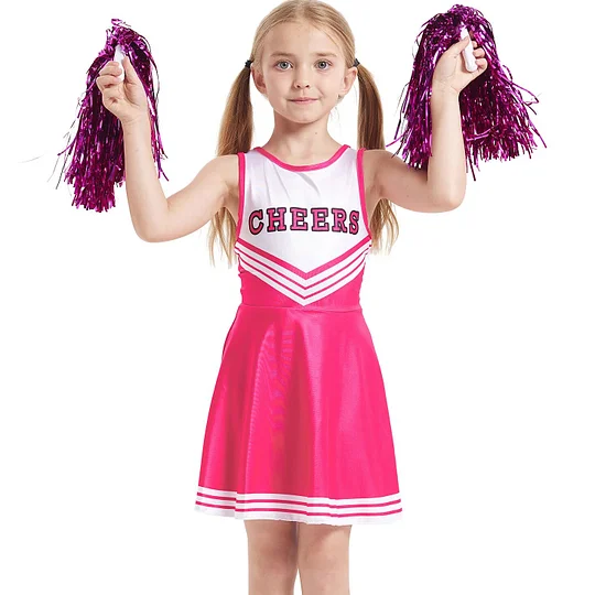 [Wetrose] In Stock Cheers Kid Kids Costume Cheerleading Uniform Cheerleader Pompoms School Sports Day Meeting Race Match Cheering