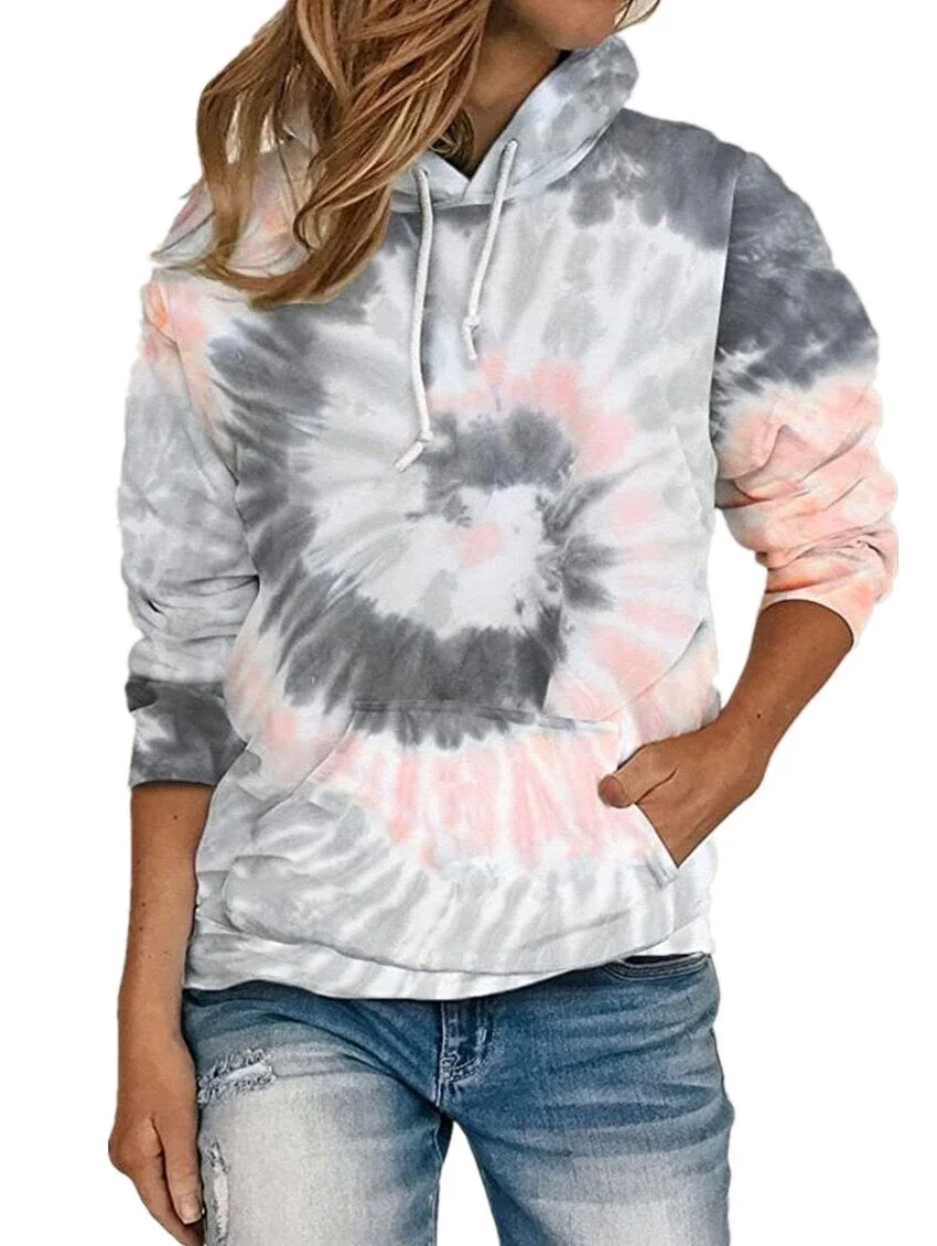 Loose Tie Dye Lace Up Hoodie Women's Sweatshirt