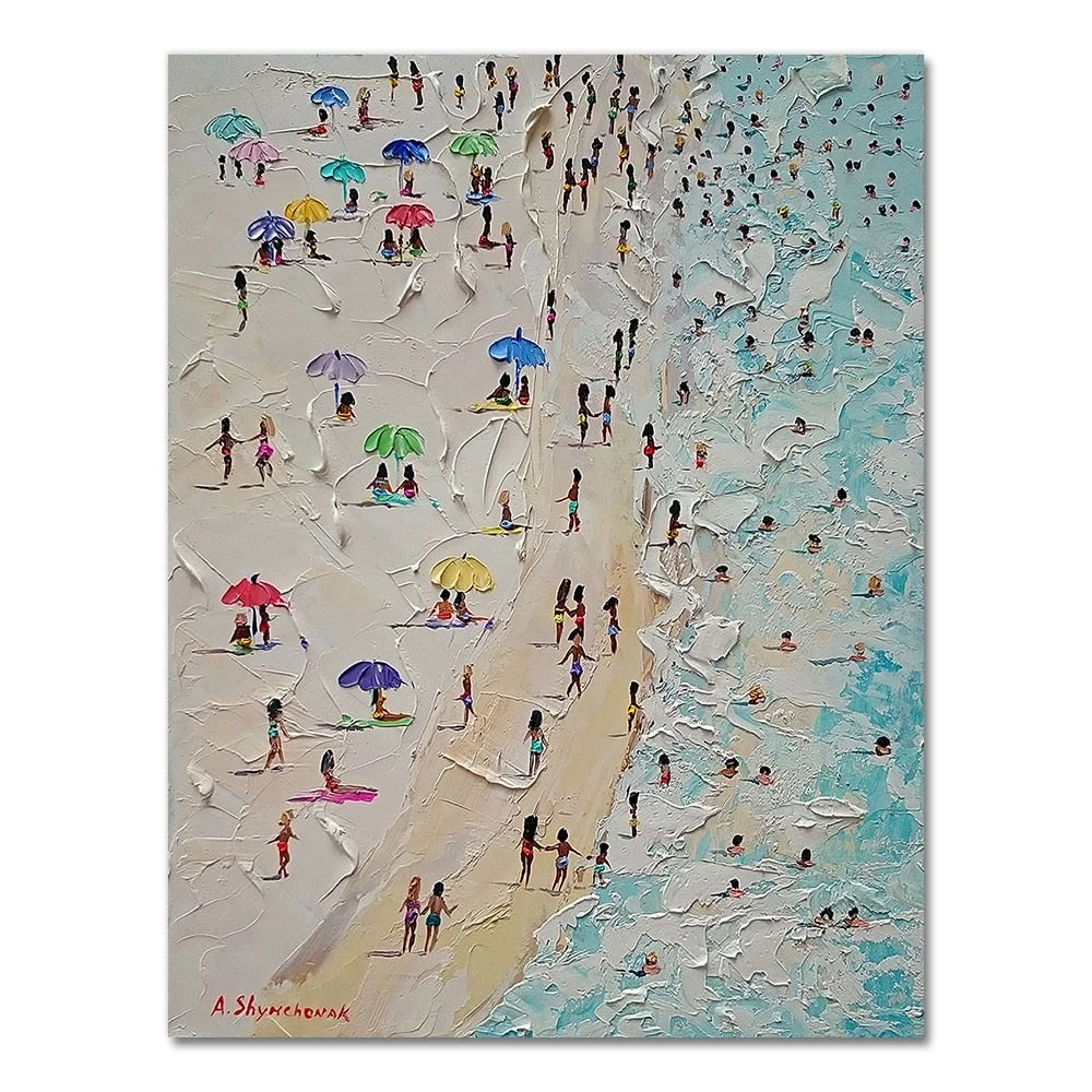 Canvas Painting Summer Beach Seascape Knife Painting Oil Painting Poster The Picture On the Wall Pictures For Living Room