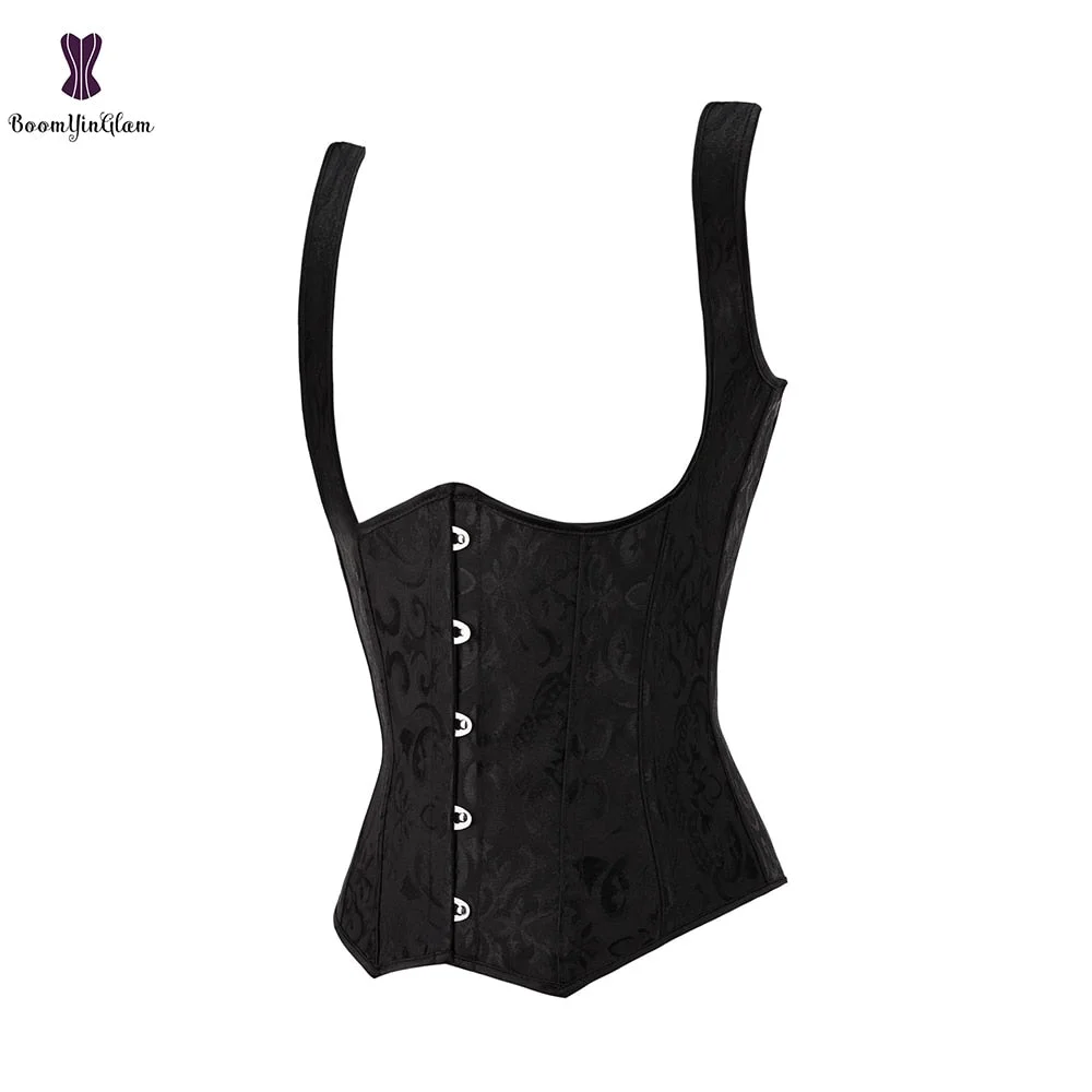 Personality Straps Open Bust Corset Underbust Waist Cincher Shaper Women Vest Shapewear With G String 824#