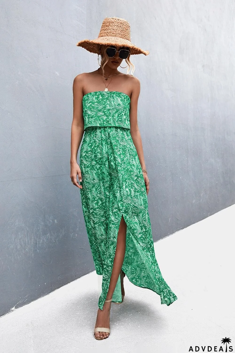 Strapless Split Maxi Dress