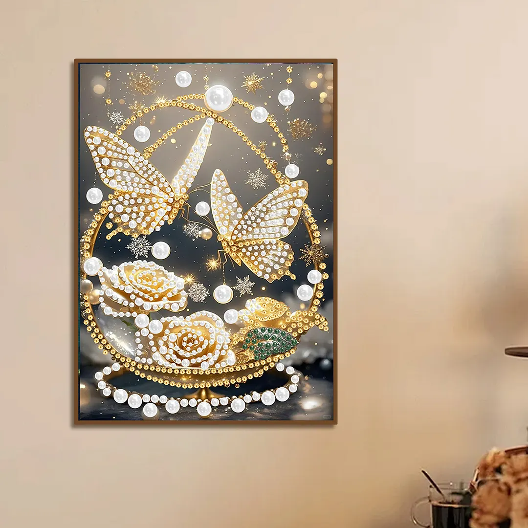 Pearl Painting Kit for Adults Golden Butterfly 11.81x15.75in