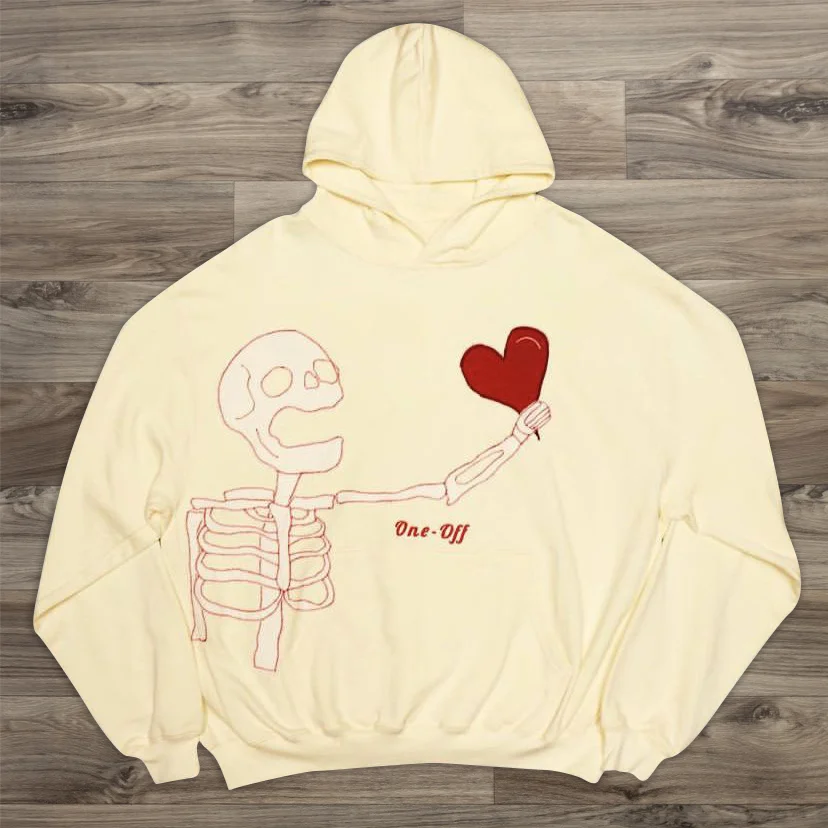 Personalized skull print long-sleeved hoodie