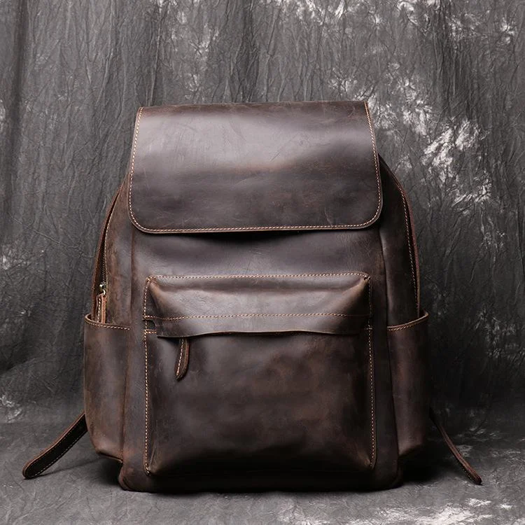 Retro Men's Leather Laptop Backpack