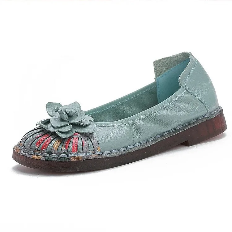 Designer Shoes Women Luxury Flats Handmade Flower Vintage Loafers QueenFunky