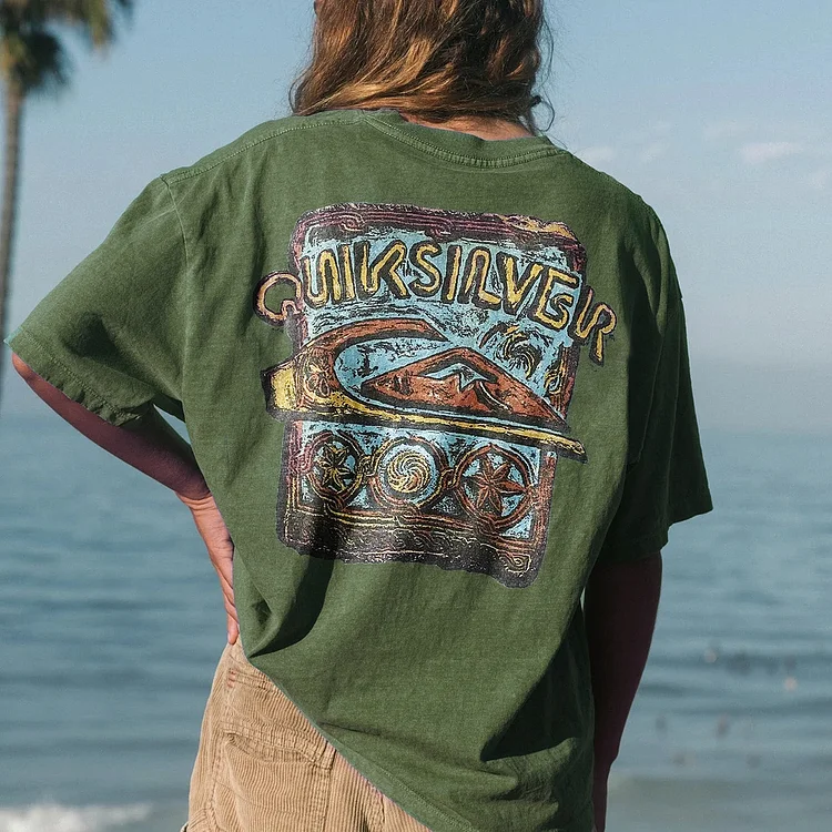 Vintage Quiksilver Surfer Style Graphic Women's T-shirt