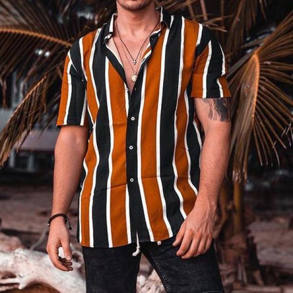 Striped Print Short-sleeved Shirt