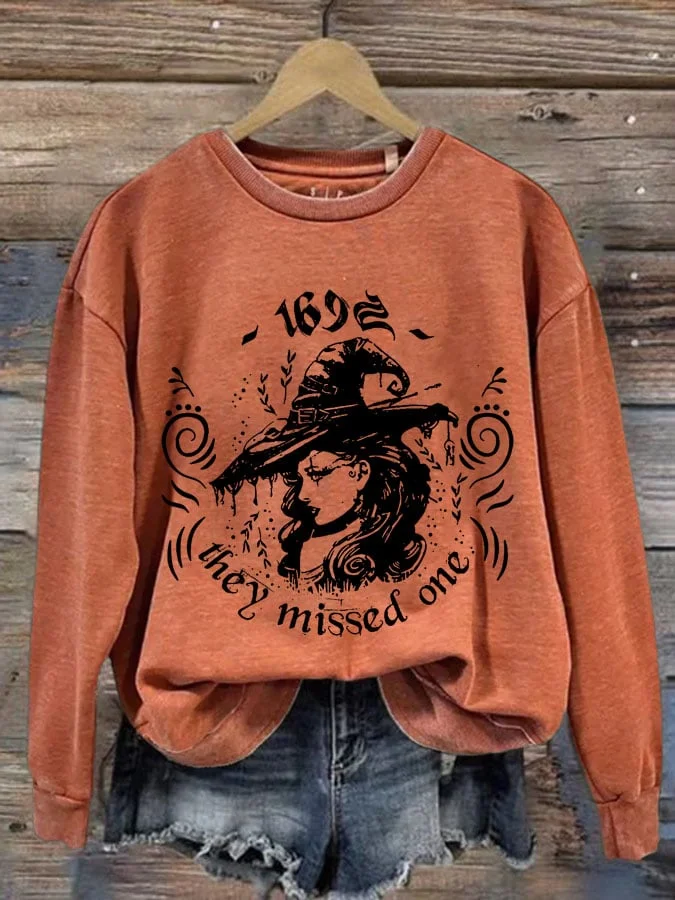 Women's Vintage 1692 They Missed One Salem Print Sweatshirt