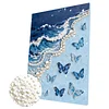 (30x40cm)DIY Pearl Painting Framed Seaside Butterfly Handmade Pearl Material Art Kit Living Room Decor