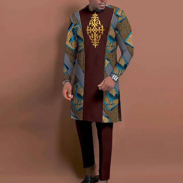 Men's casual fashion luxury geometric print two-piece set