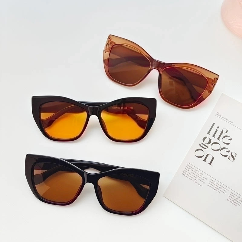 Vacation Solid Color Pc Resin Cat Eye Full Frame Women’s Sunglasses