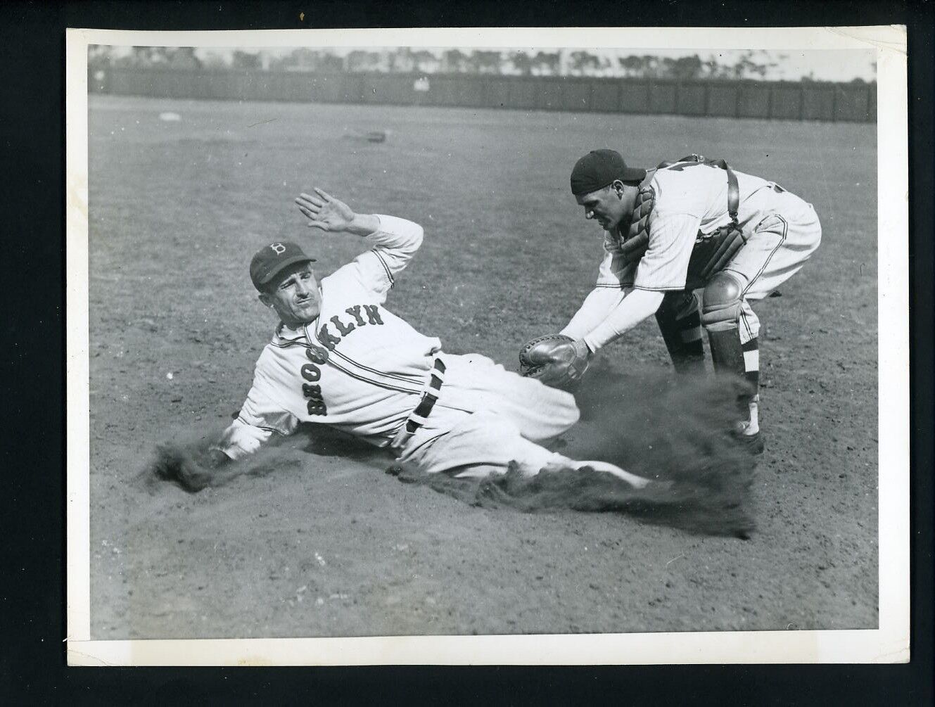 Frenchy Bordagary & Walter Millies 1936 Press Wire Photo Poster painting Brooklyn Dodgers