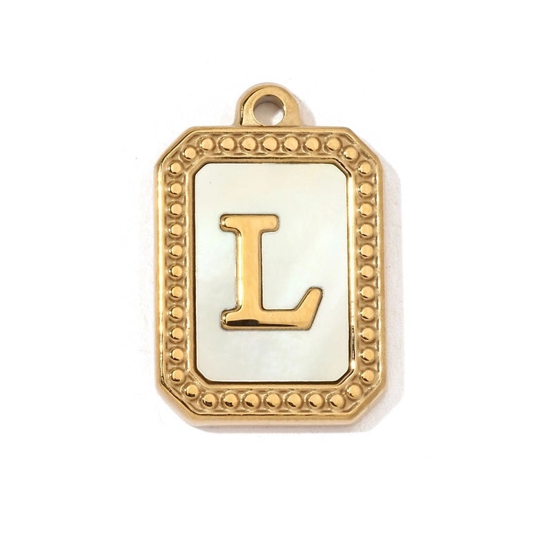 A Pack Of 3 201 Stainless Steel Shell 18K Gold Plated Letter Polished Pendant