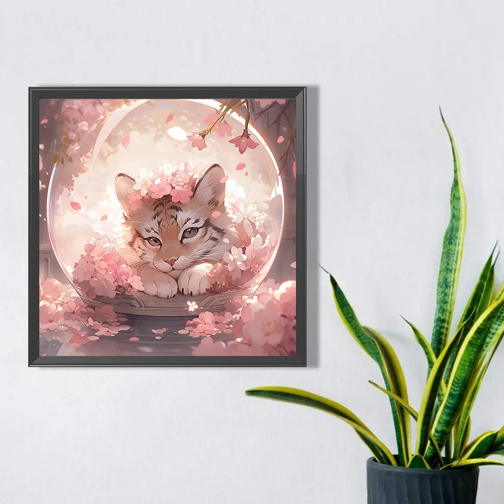 Diamond Painting - Full Square Drill - Pink Tiger(Canvas|45*45cm)