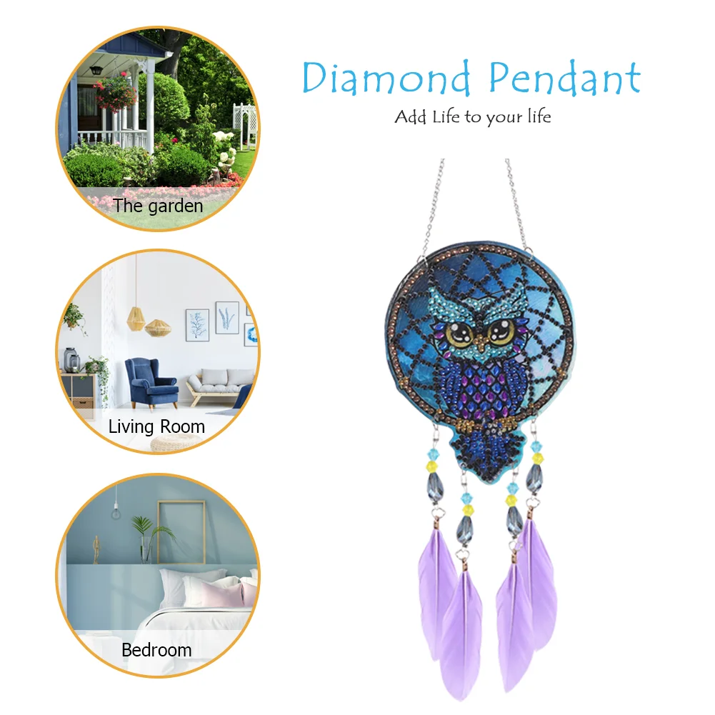 DIY Diamond Painting Dream Light Catcher Wind Chime - Owl