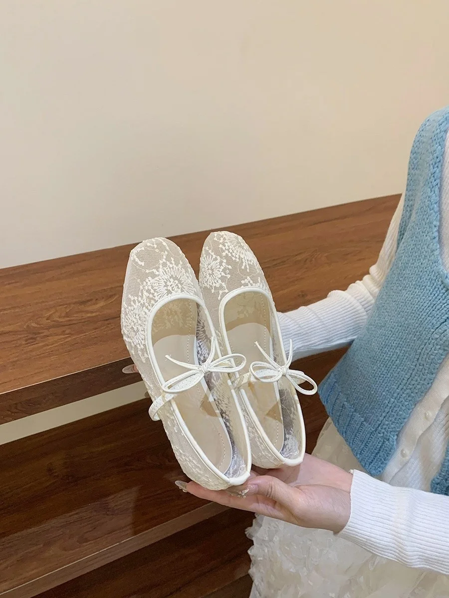 Breakj Breakj Style French Gentle Evening Shoes Women's Shoes 2025 New Spring Mesh Breathable Square Mary Jane Single Shoes