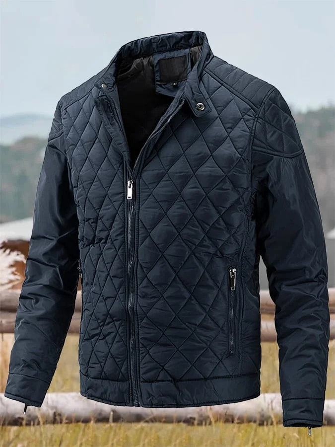 Men's Retro Diamond Pleated Cotton Casual Cotton Jacket