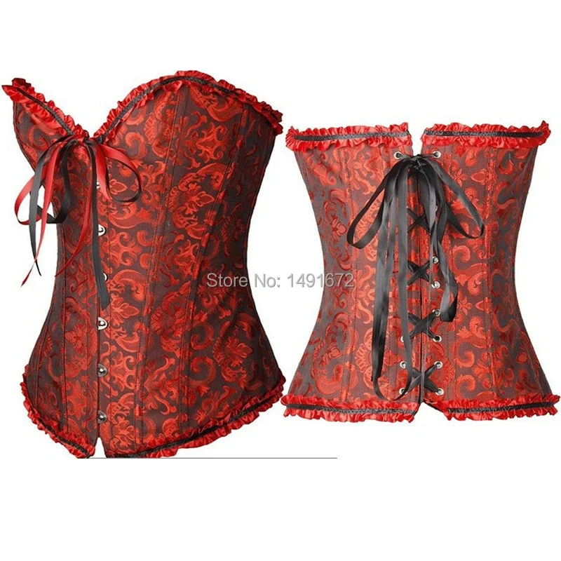 Billionm Sapubonva Corsets and Bustiers Tops Women Sexy White Black Green Vintage Flower Print Overbust Plus Size Lingerie Corselet