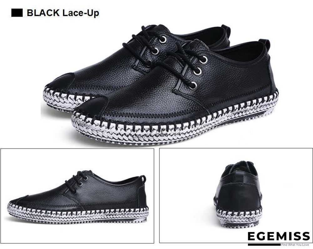 Men Breathable Comfortable Split Leather Men Loafers Flats Casual Shoes | EGEMISS