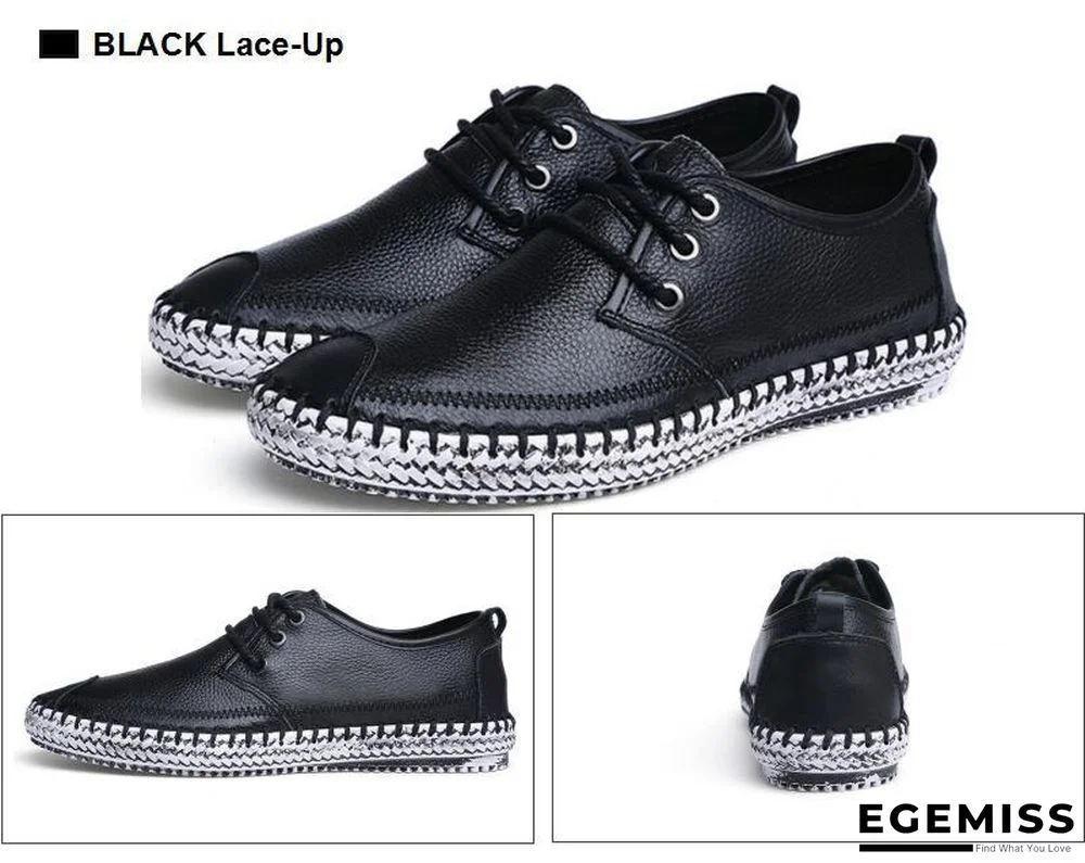 Men Breathable Comfortable Split Leather Men Loafers Flats Casual Shoes | EGEMISS