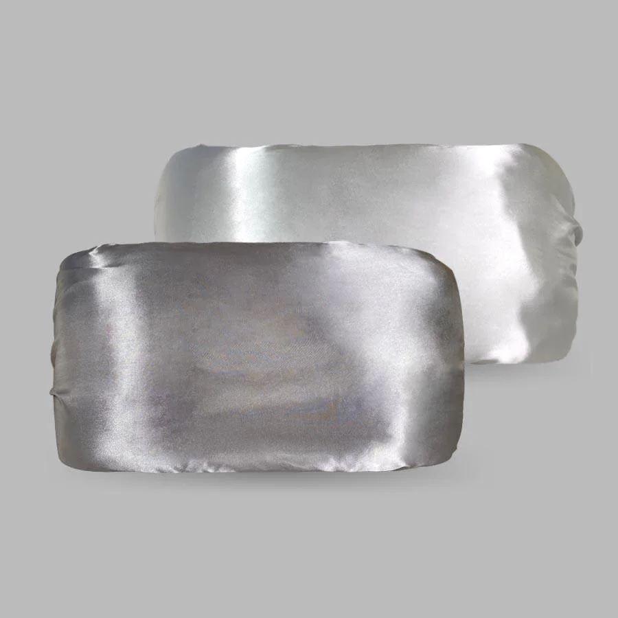 Reversible Bilayer Satin Pillow Bonnet-Grey(Silver)
