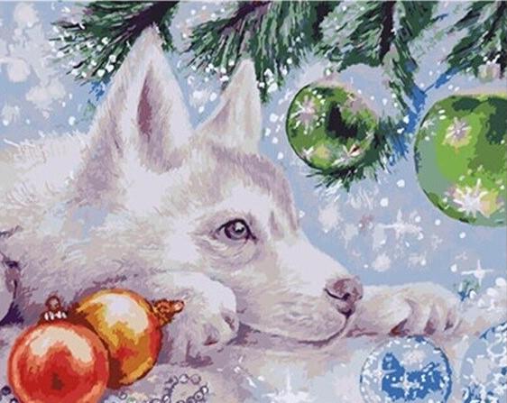

Husky Dog and Christmas Baubles – Paint By Numbers - 40*50CM, 501 Original