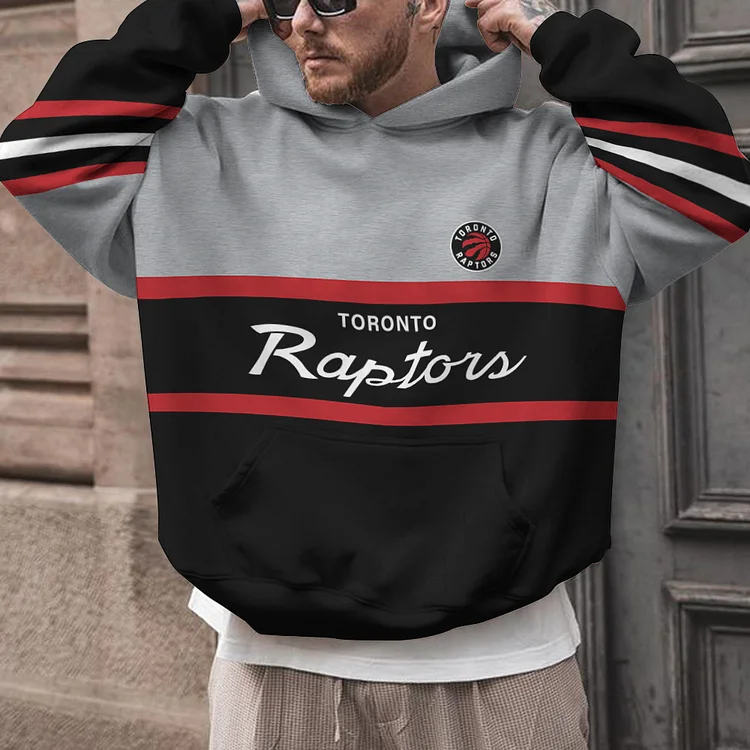 Toronto Raptors Printed Hooded Pocket Pullover Hoodie