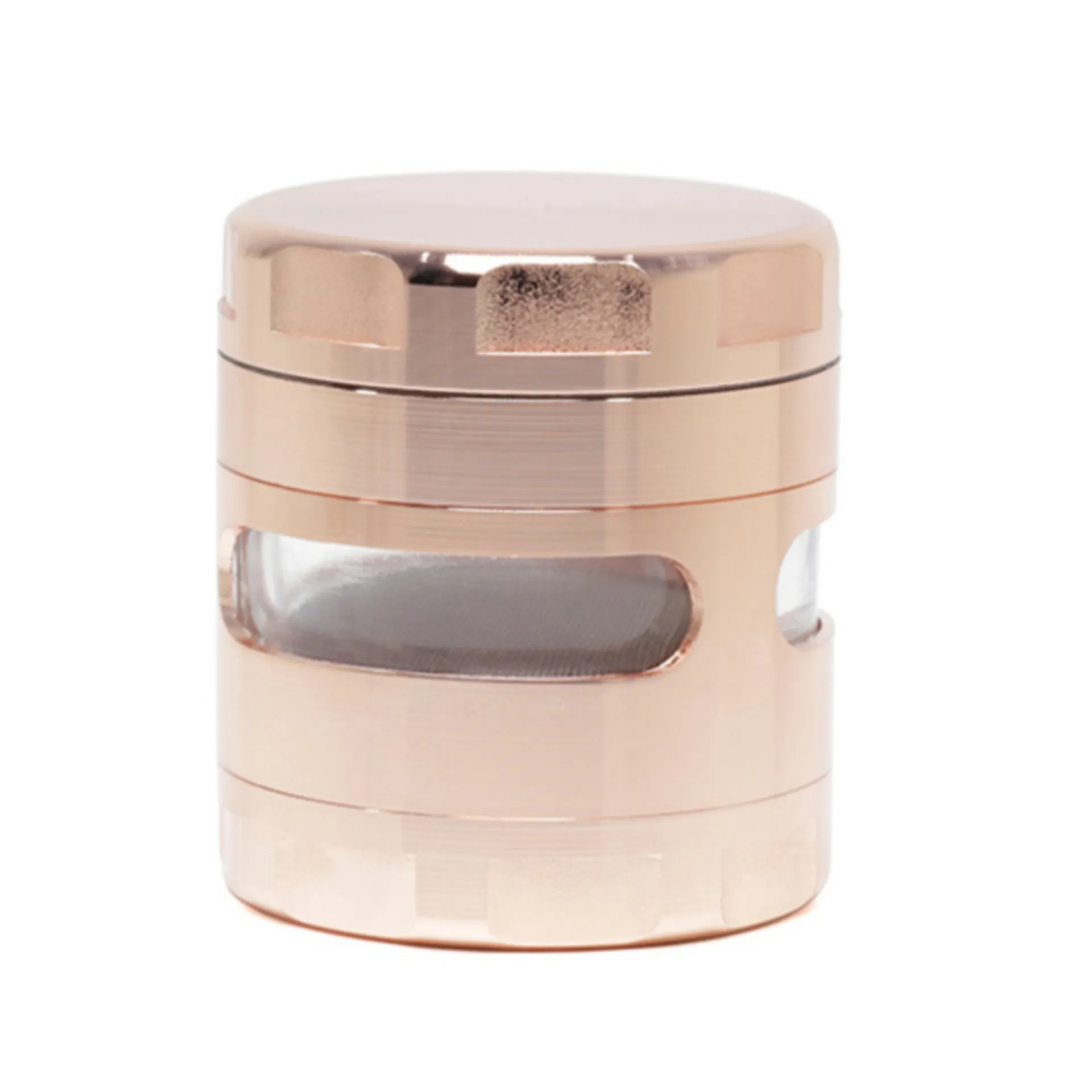 60MM 4 Piece Zinc Alloy Large Chamfered Herb Grinder-Rose Gold