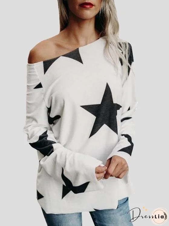 Star Long Sleeve Casual T-shirt for Women