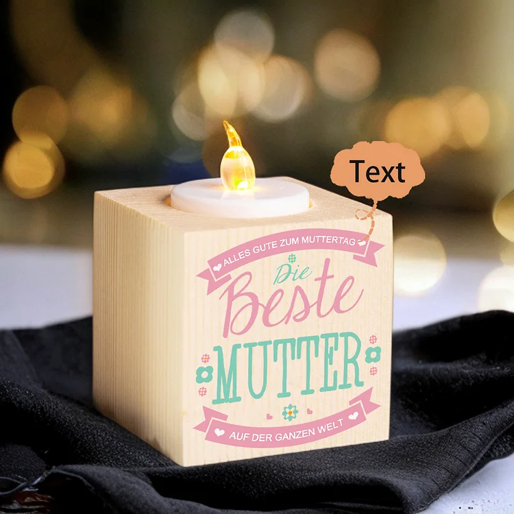 Kettenmachen Holz Kompliment Kerzenhalter Personalisiert Text 1 bedruckte Seite-Die beste Mutter auf der ganzen Welt-Geschenk für Mutter