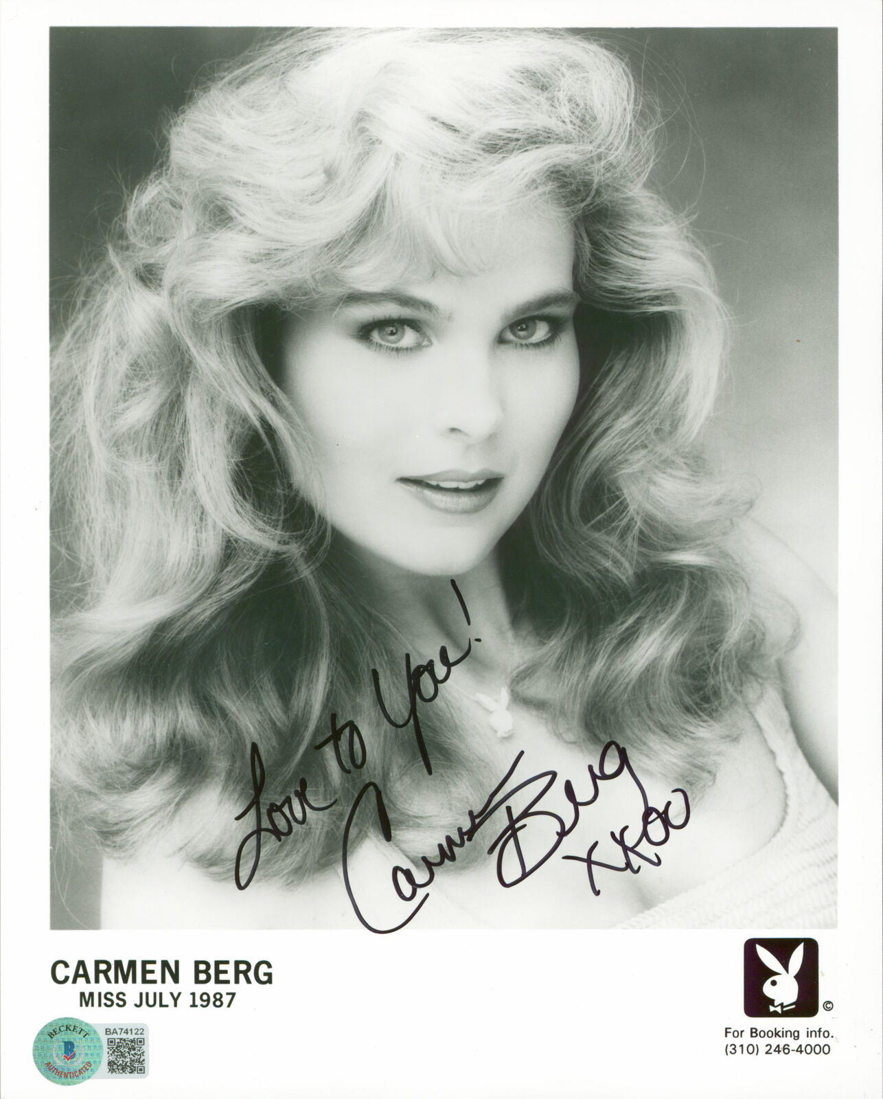 Carmen Berg Playboy Love To You! XXOO Signed 8x10 Promo Sexy Photo Poster painting BAS #BA74122