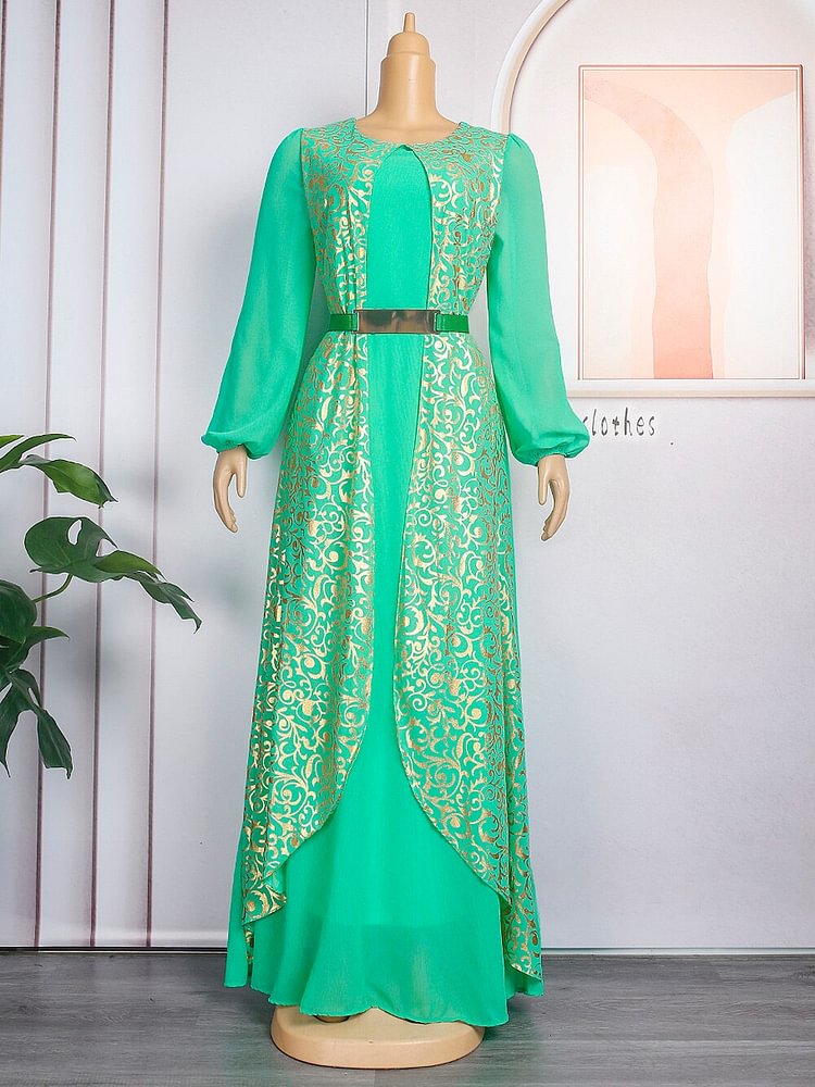 African Americans fashion QFY African Dashiki Print Turkey Dresses Elegant Women Wedding Party Evening Gown Dubai Kaftan Abayas Plus Size Chiffon Boubou Ankara Style QueenFunky