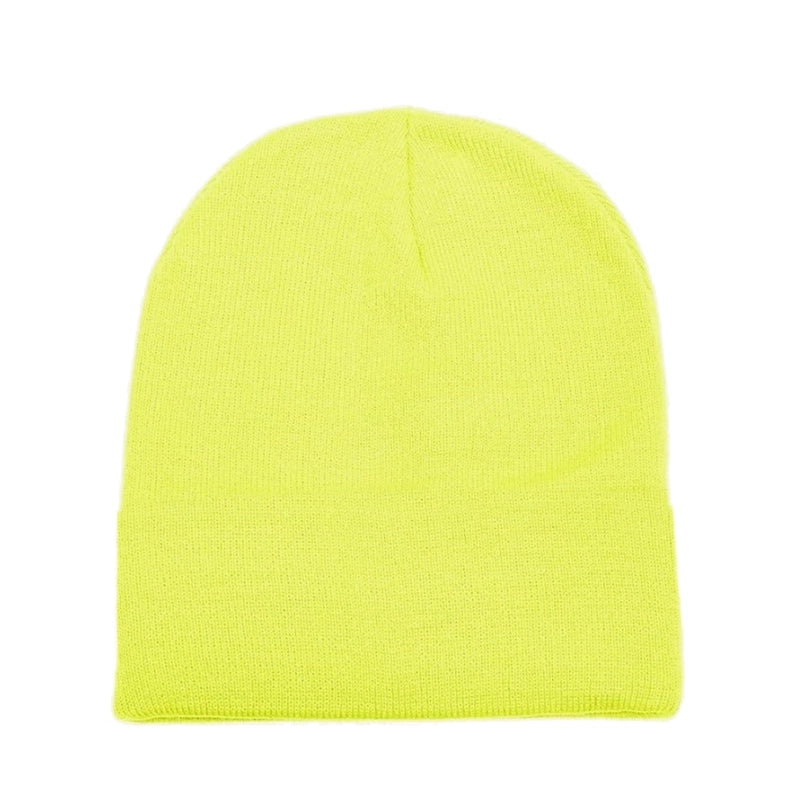 Brimless Knitted Beanie No Flanging Solid Color Light Board Hat With Embroidery