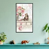 11CT Pink Flower Cat - Stamped Cross Stitch 35*20cm/13.78*7.87in
