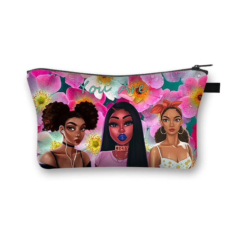 Zipper makeup bag - Afro Women 22x13cm