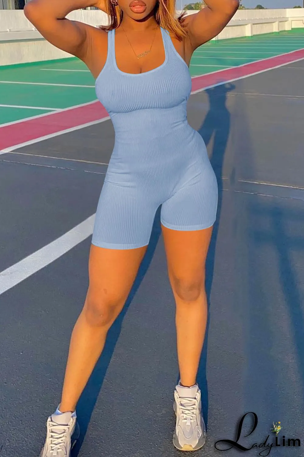 Black Casual Sportswear Solid Split Joint U Neck Regular Jumpsuits